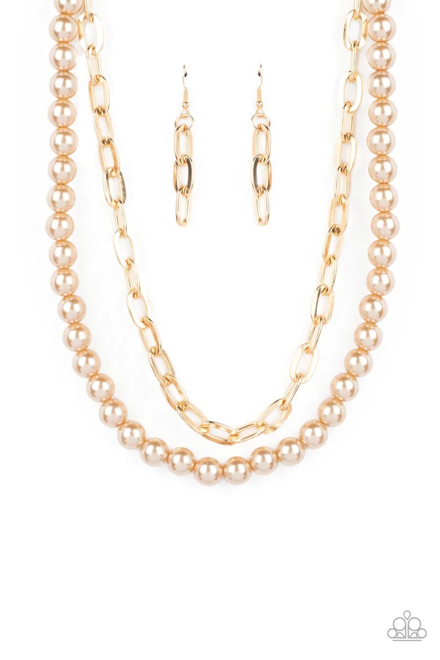 Suburban Yacht Club - Brown Pearl and Gold Chain Tiered Short Necklace