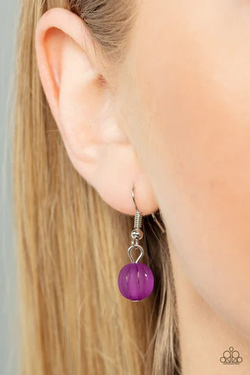 Summer Surprise - Purple Bead Silver Short Layered Necklace