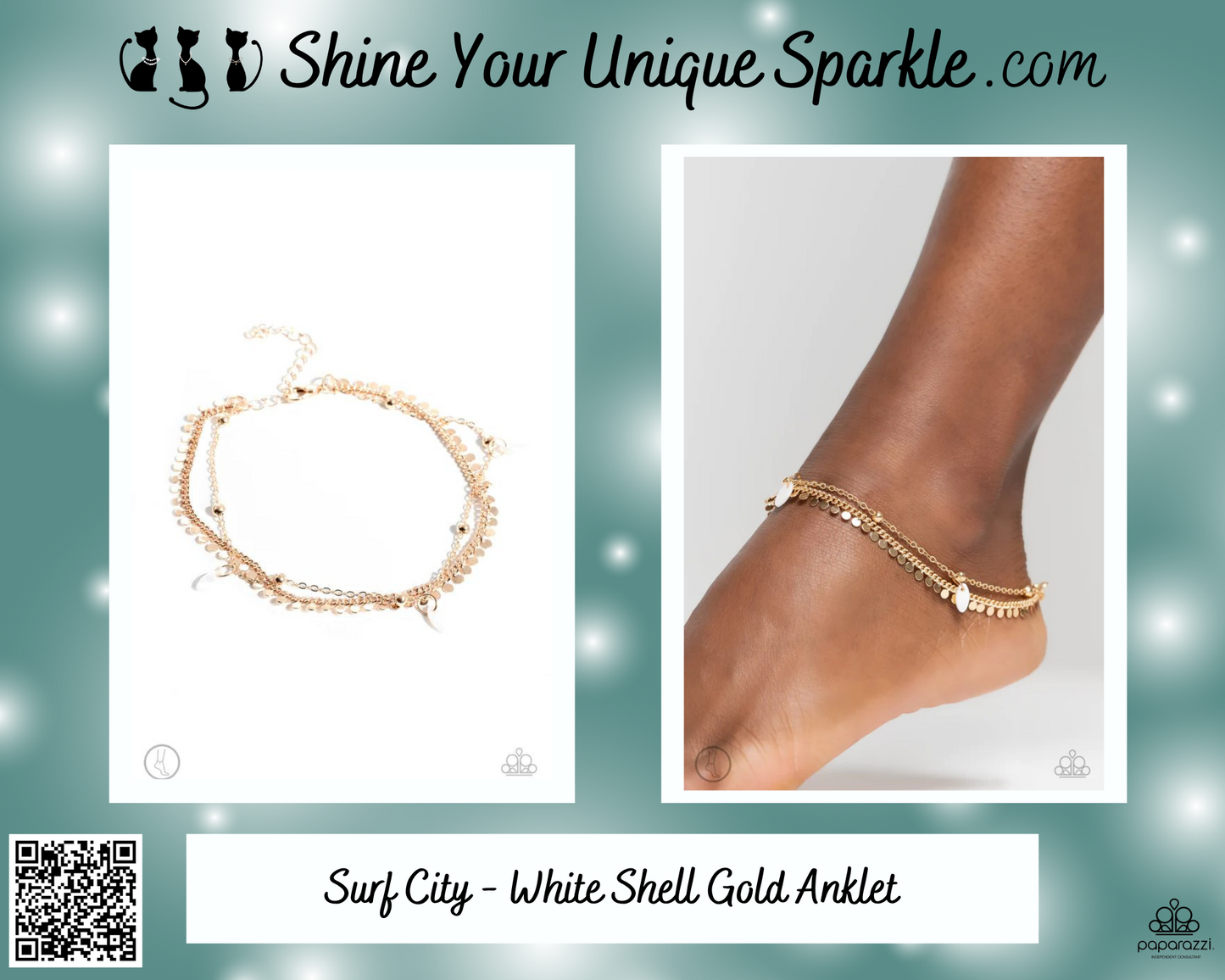 Surf City - White Shell Gold Anklet