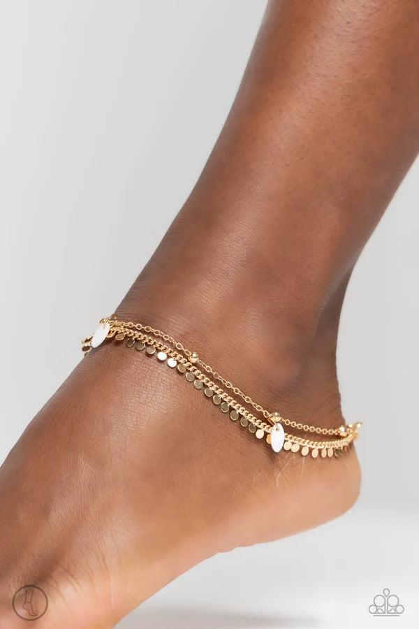 Surf City - White Shell Gold Anklet