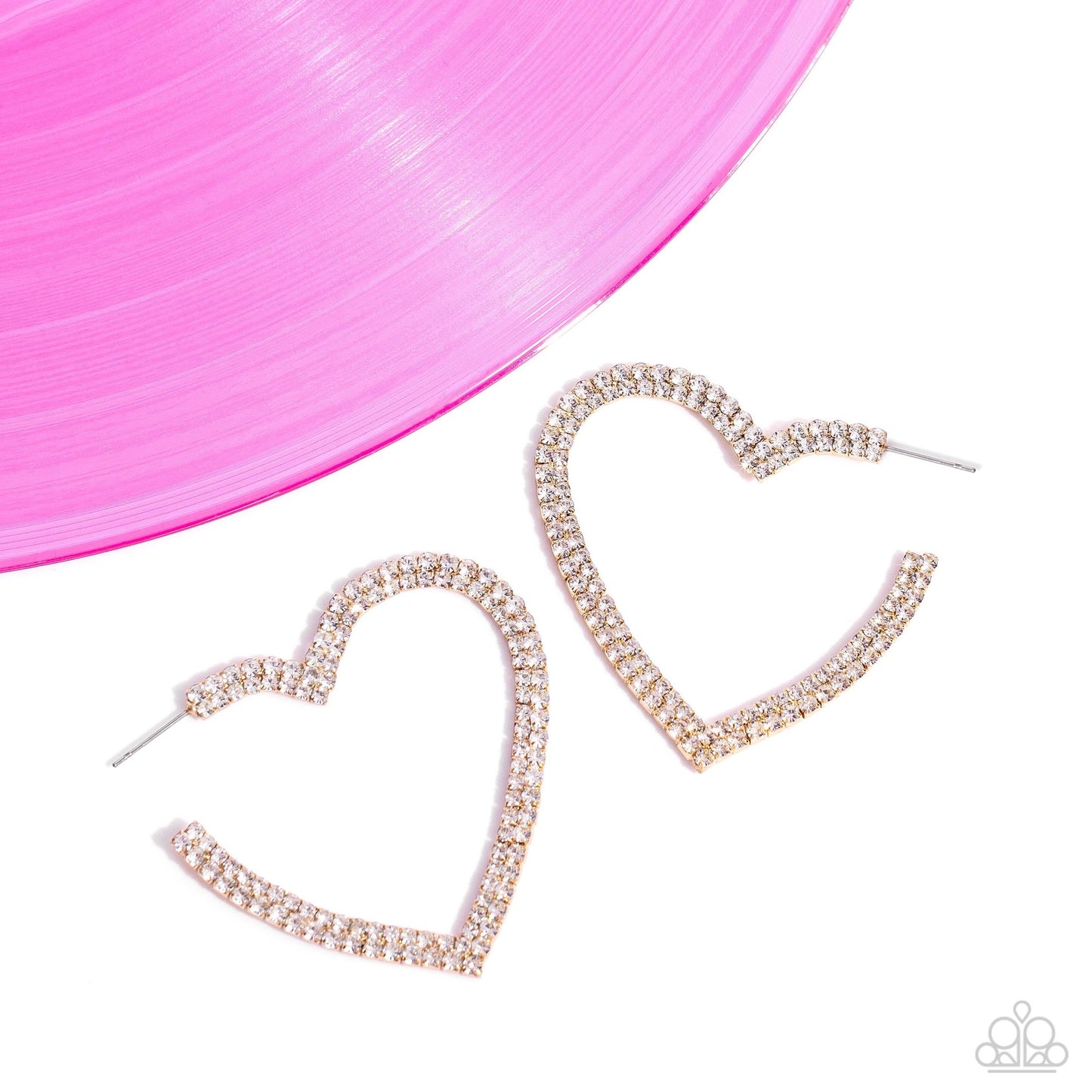 Sweetheart Sequence - Gold Rhinestone Hoop Earrings - Exclusive