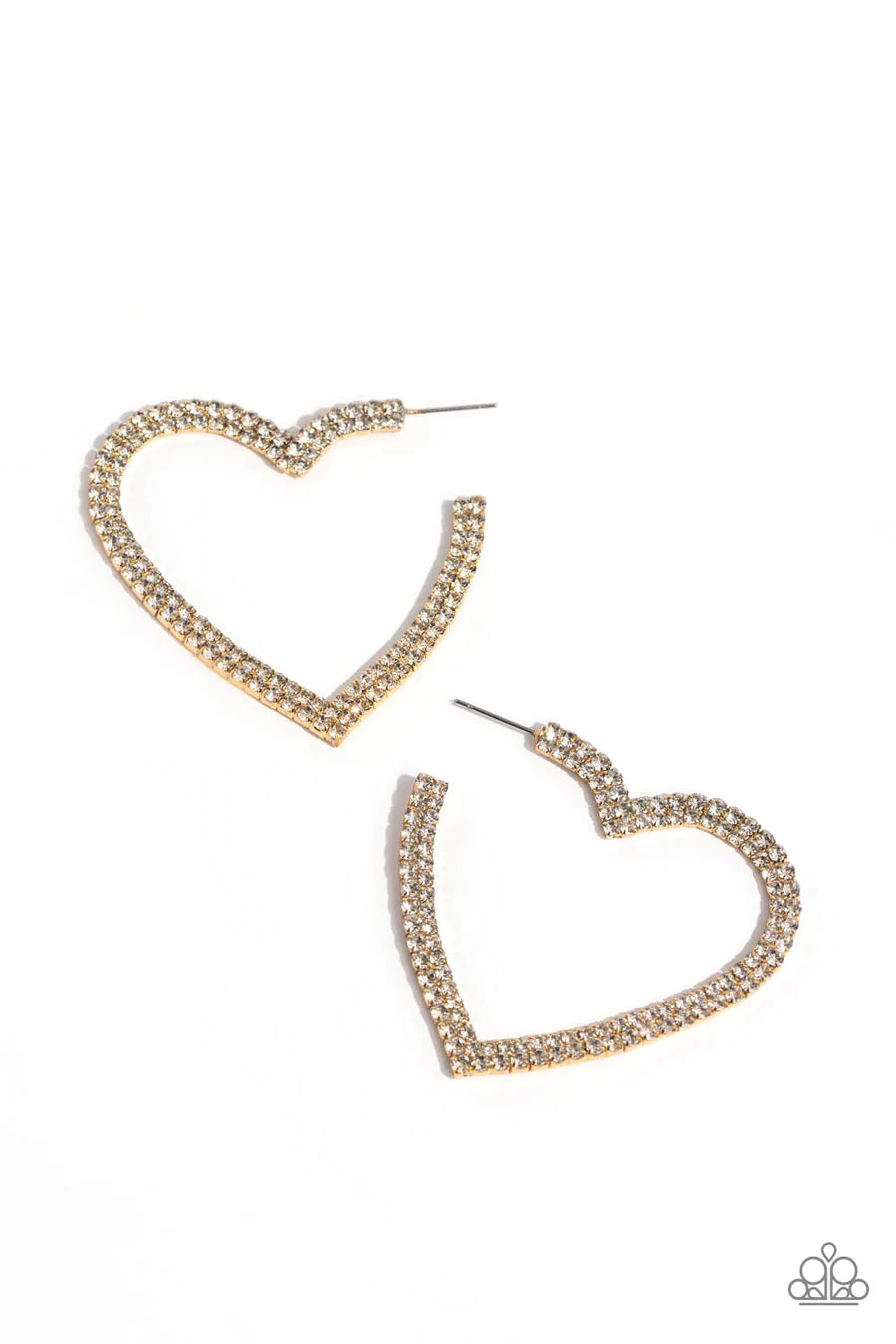 Sweetheart Sequence - Gold Rhinestone Hoop Earrings - Exclusive
