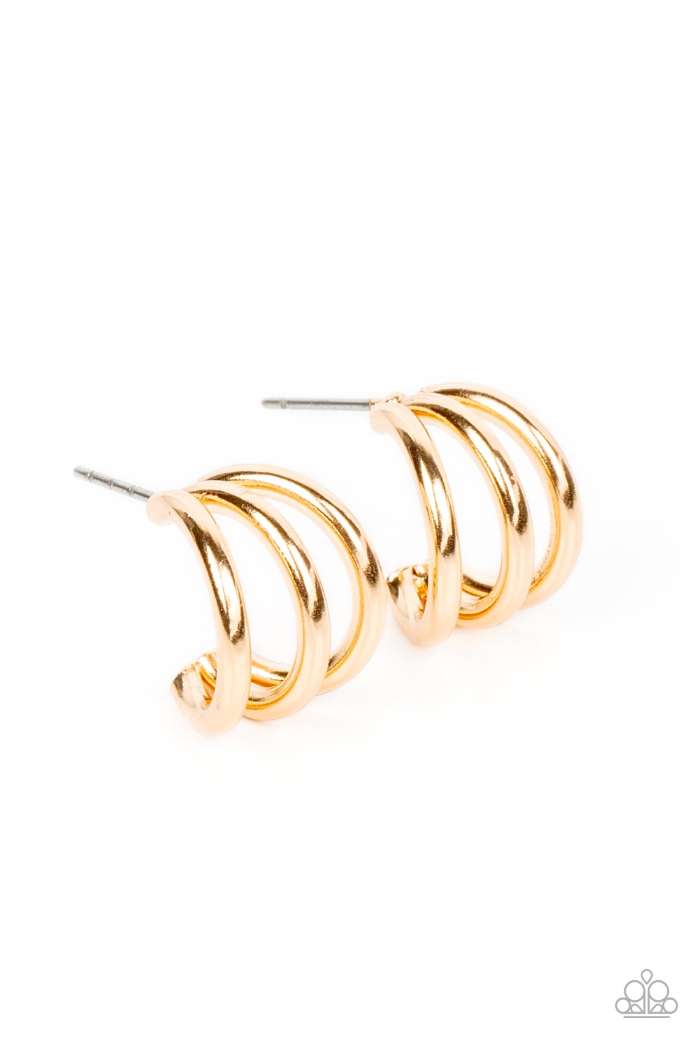 TRIPLE Down - Gold Tiny Hoop Post Earrings