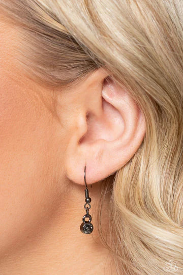 Tassel Tabloid - Black Gunmetal Tassel Smoky Gem Long Necklace