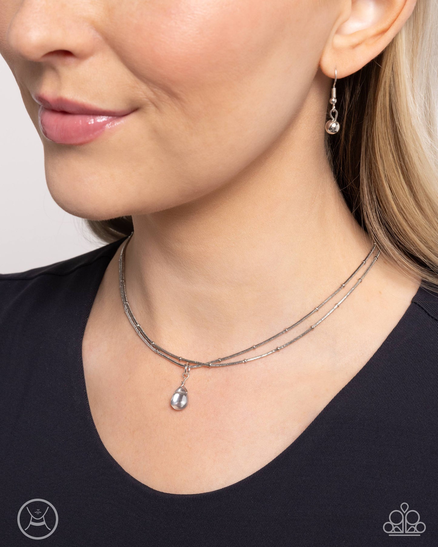 Teeming Teardrop - Silver Choker Necklace