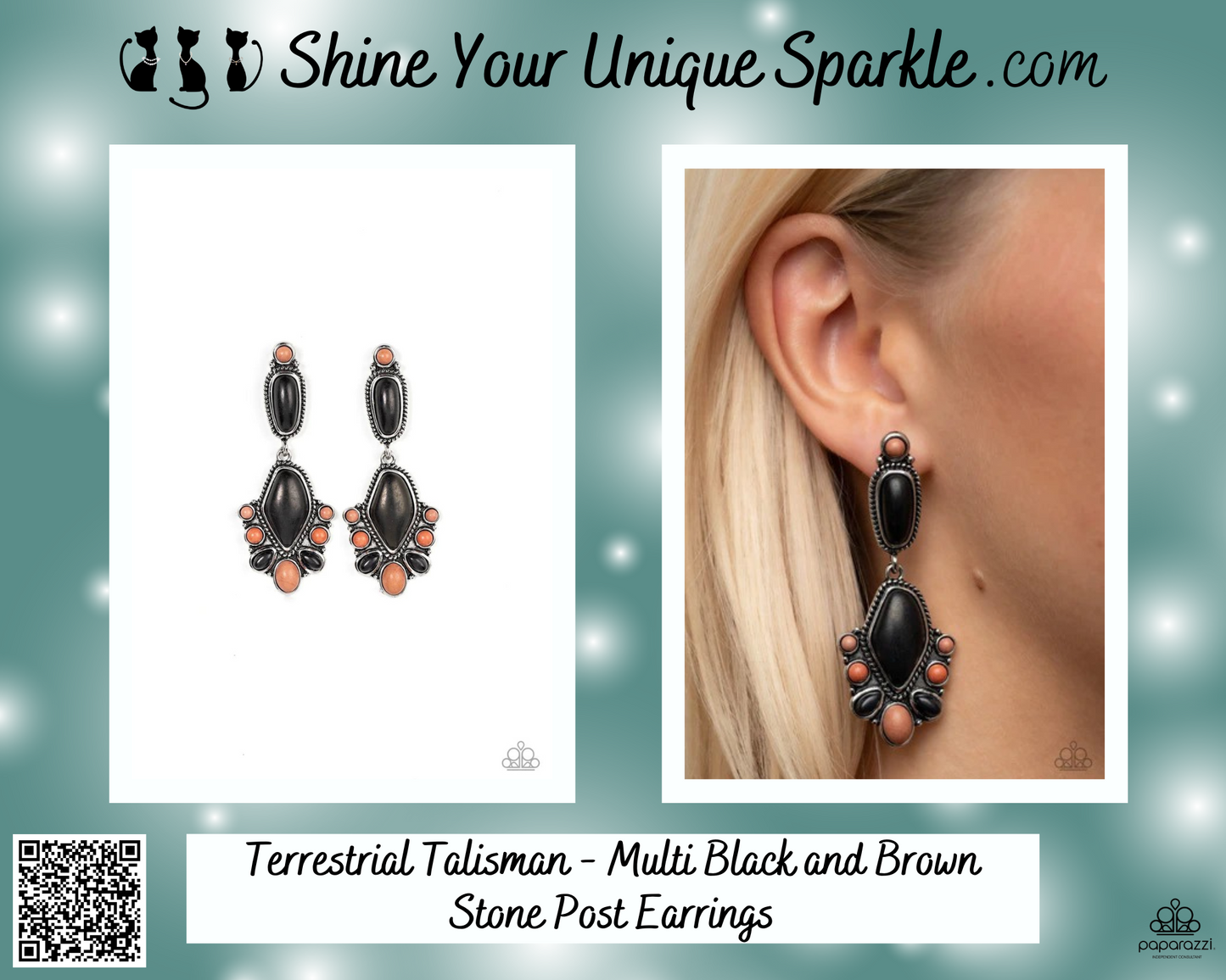 Terrestrial Talisman - Multi Black and Brown Stone Post Earrings