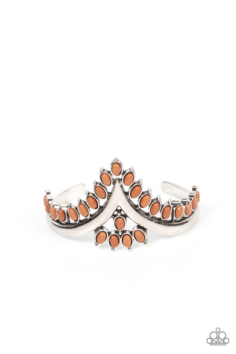 Teton Tiara - Brown Bead Silver Cuff Bracelet