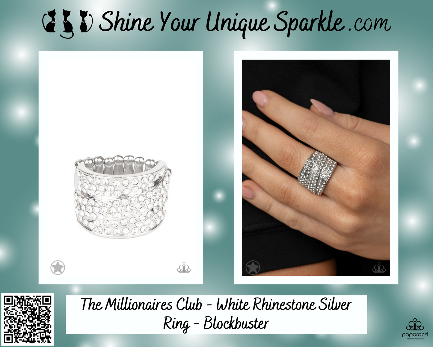 The Millionaires Club - White Rhinestone Silver Ring - Blockbuster
