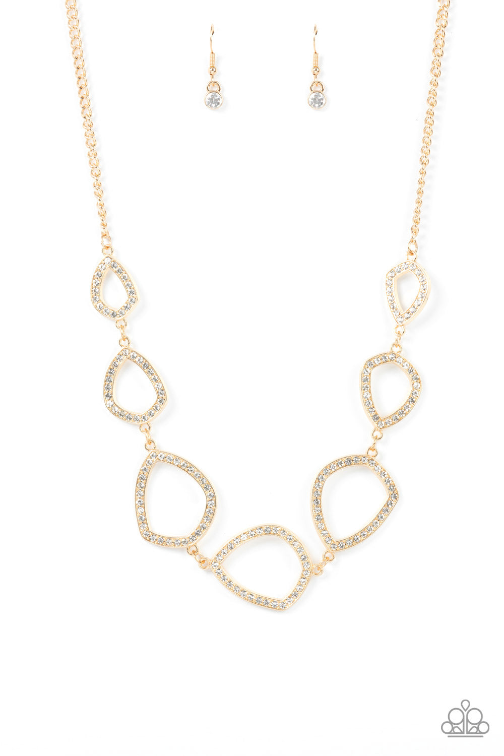 The Real Deal - Gold Frame White Rhinestone Short Necklace