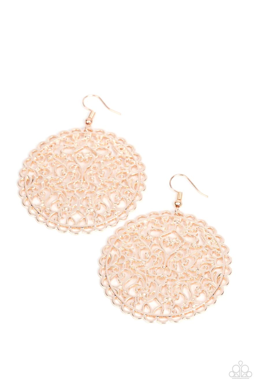 The Whole Nine VINEYARDS - Rose Gold Filigree Circle Fishhook Earrings
