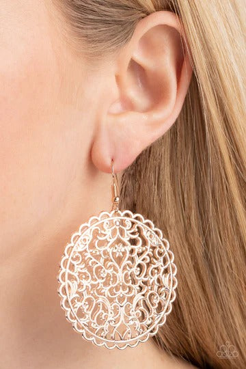 The Whole Nine VINEYARDS - Rose Gold Filigree Circle Fishhook Earrings