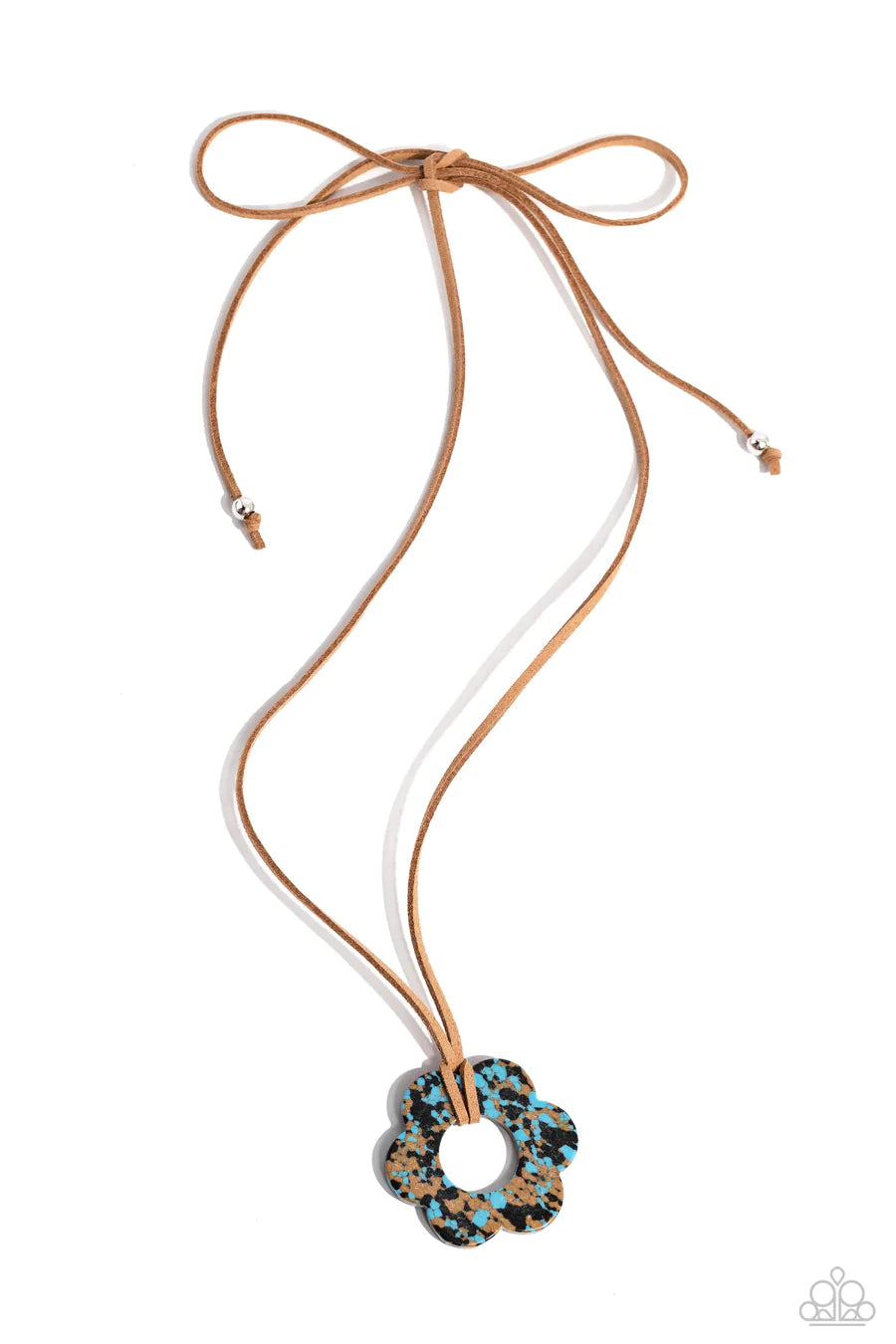 Tied Triumph - Brown Suede Leather Cord Turquoise Stone Long Necklace - 2023 Convention Exclusive