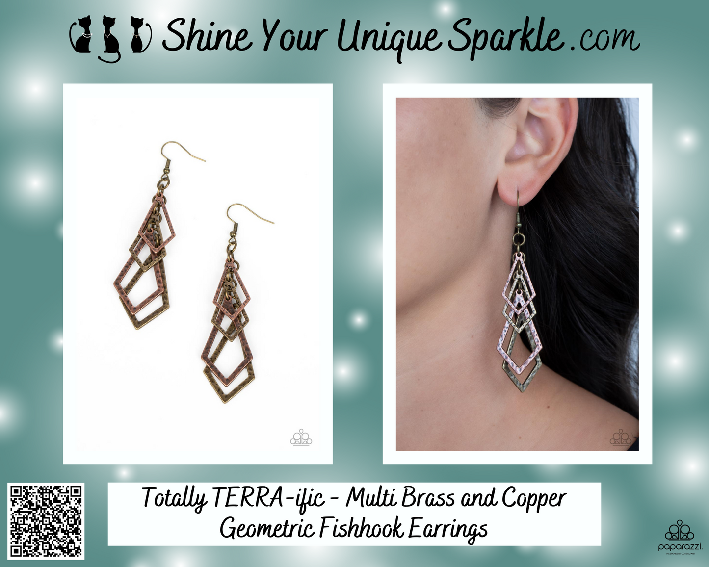Totally TERRA-ific - Multi Brass and Copper Geometric Fishhook Earrings