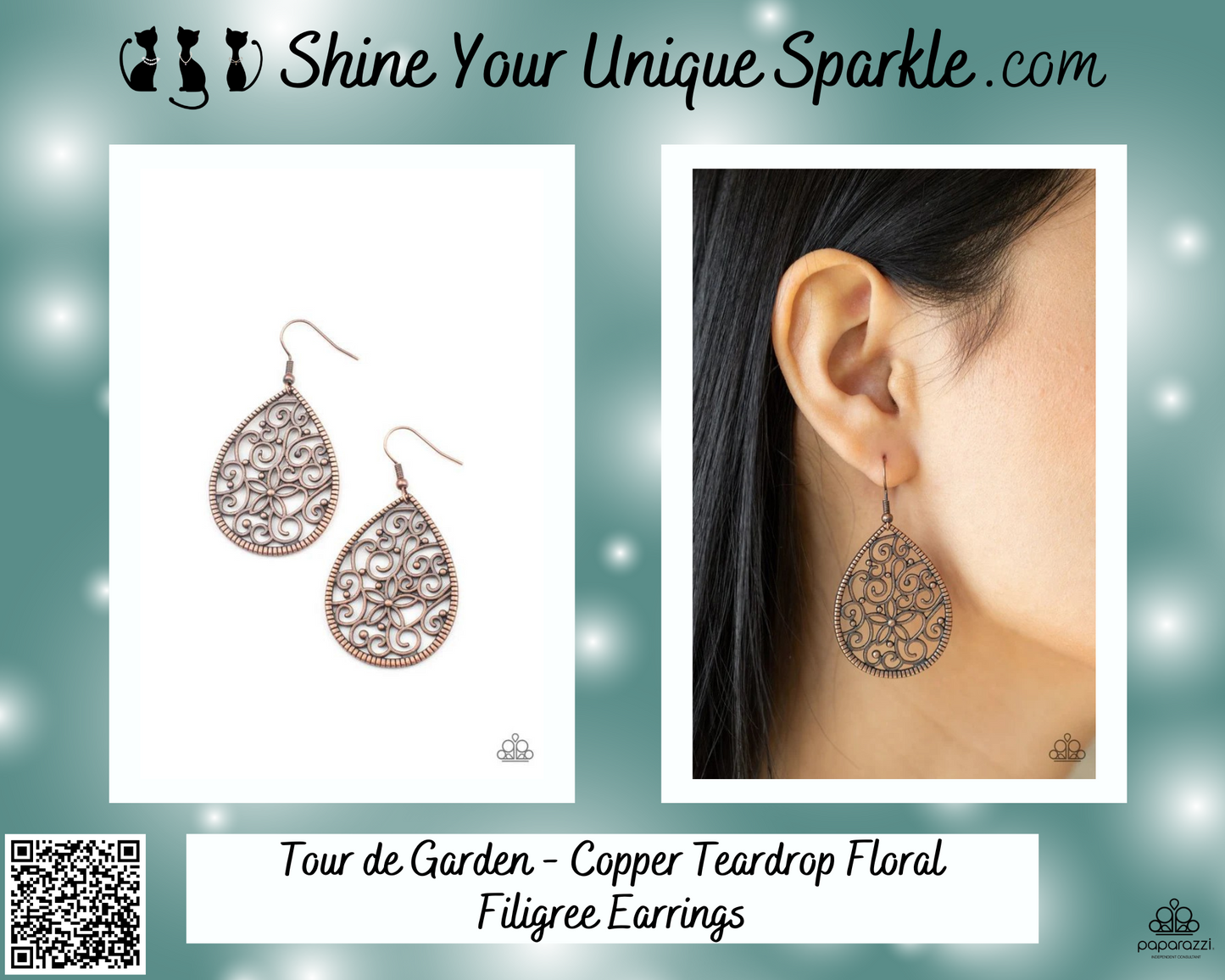 Tour de Garden - Copper Teardrop Floral Filigree Earrings