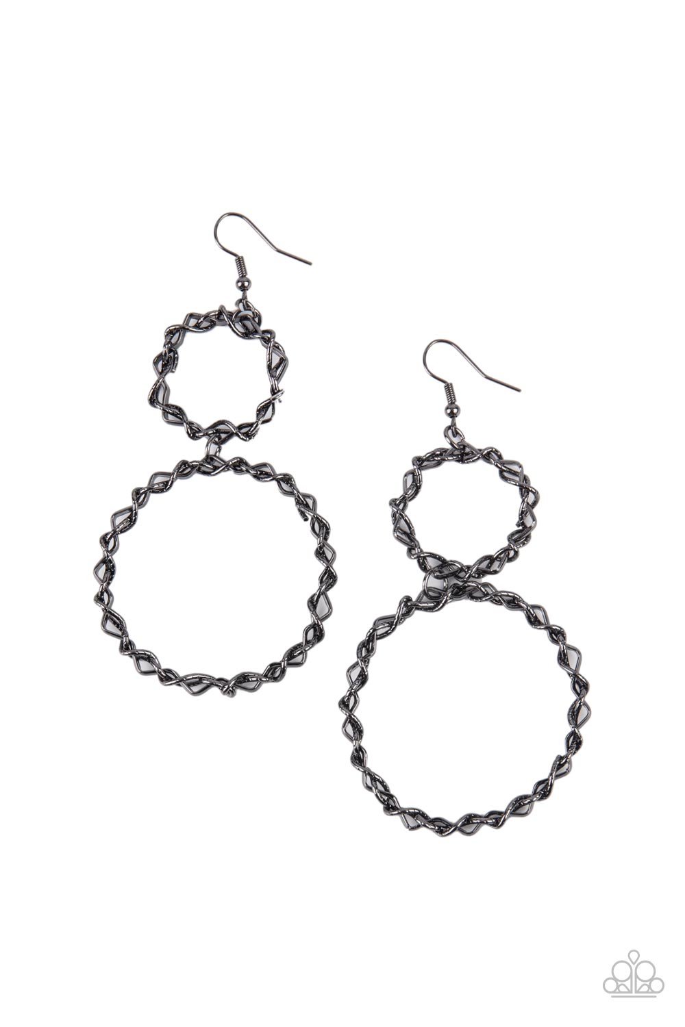 Twist of FABULOUS - Black Wire Circle Gunmetal Fishhook Earrings