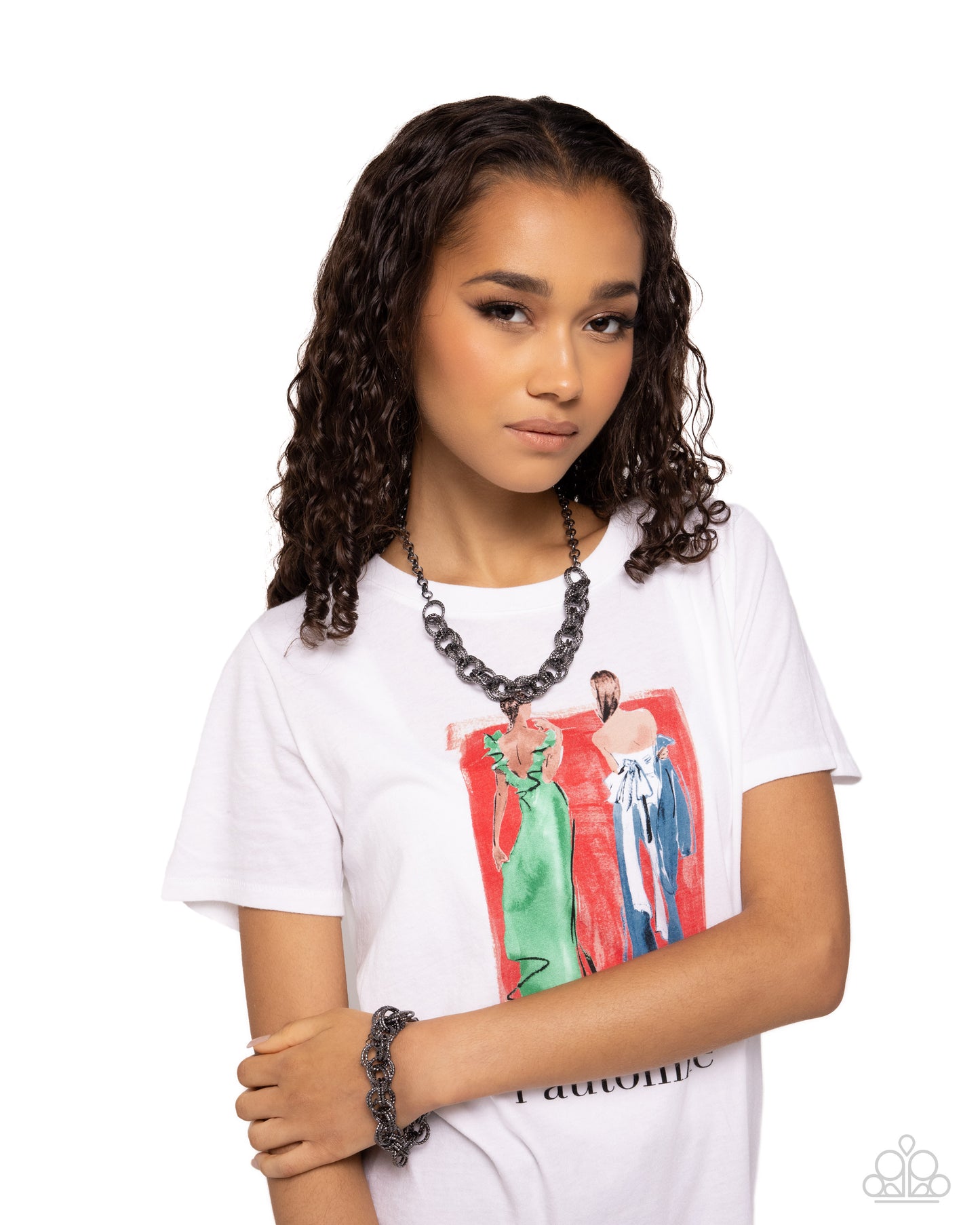 Urban Acoustics - Black Gunmetal Circle Chain Short Necklace