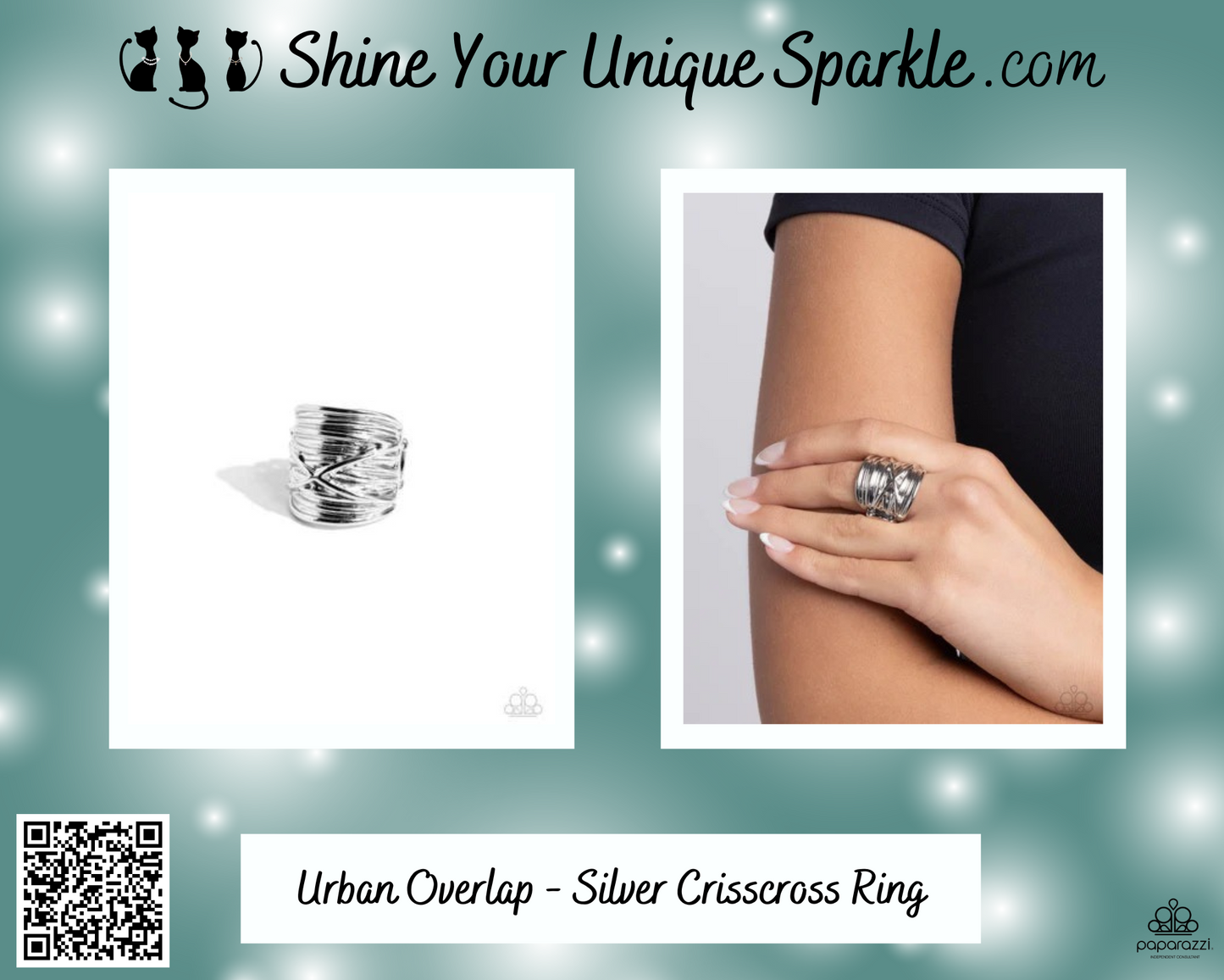 Urban Overlap - Silver Crisscross Ring