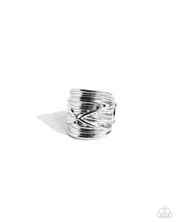 Urban Overlap - Silver Crisscross Ring