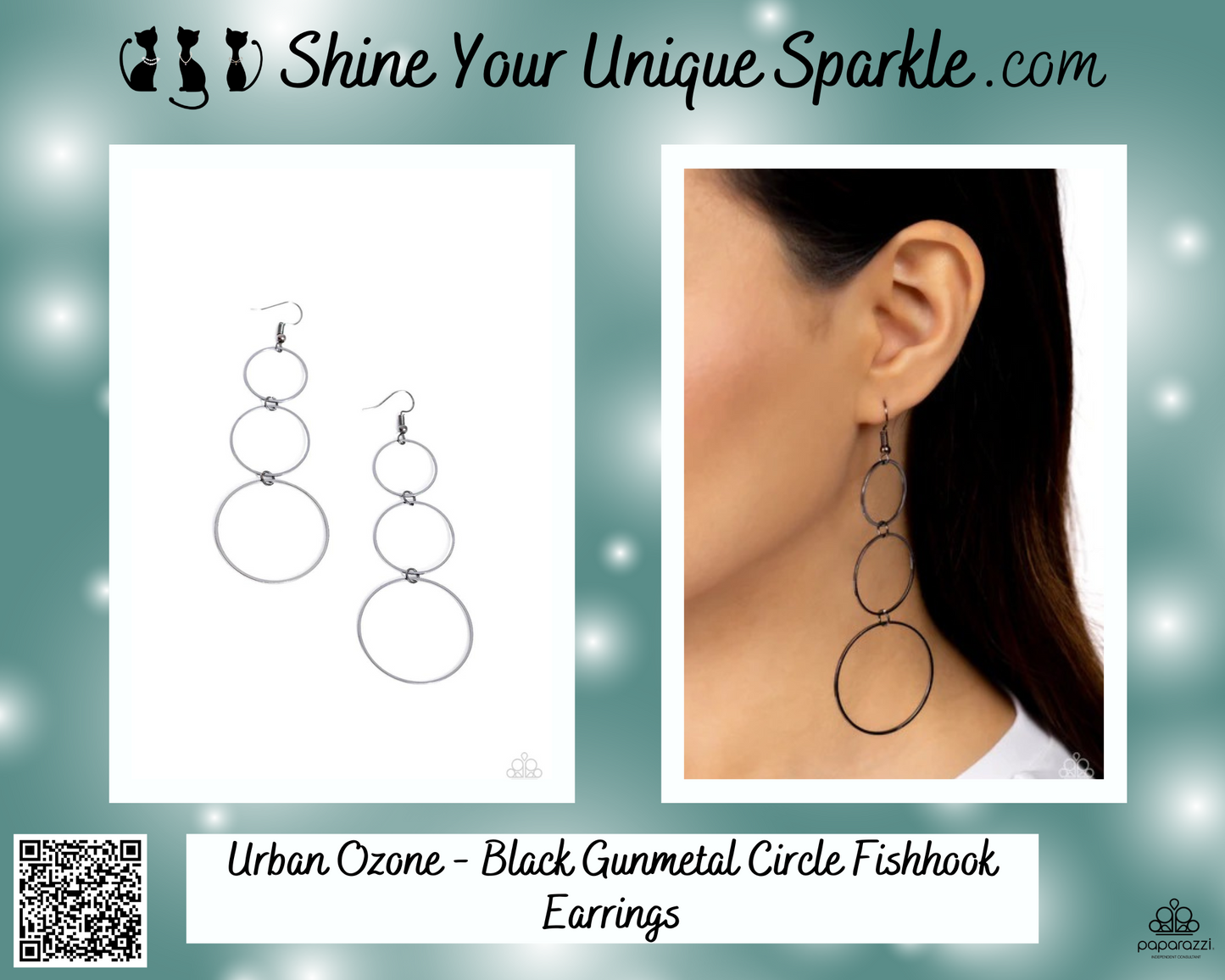 Urban Ozone - Black Gunmetal Circle Fishhook Earrings