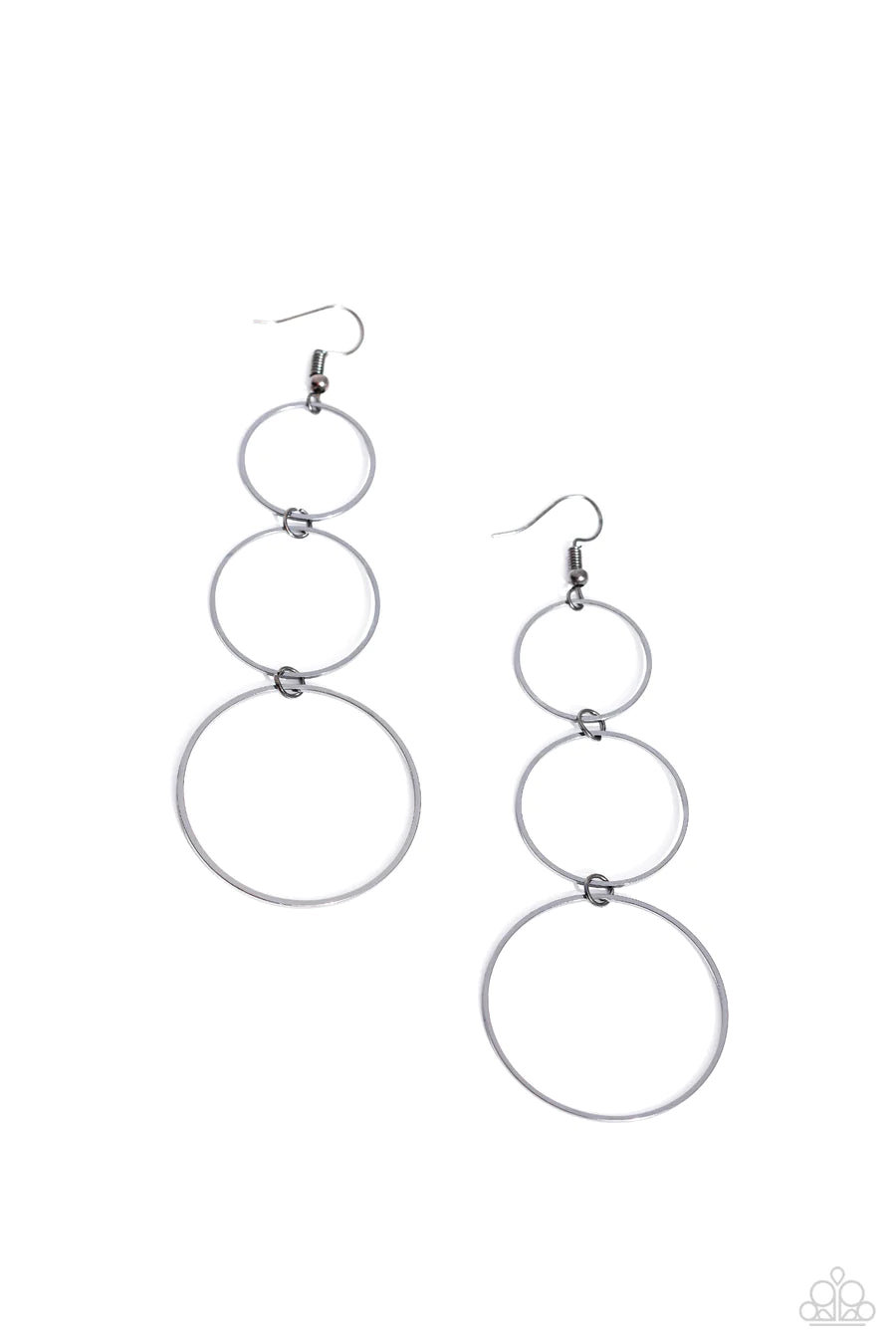 Urban Ozone - Black Gunmetal Circle Fishhook Earrings
