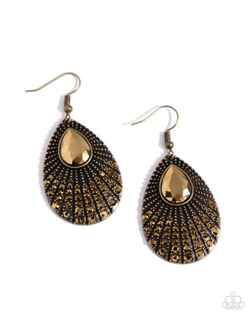 Urban Relic - Brass Aurum Gem Teardrop Earrings