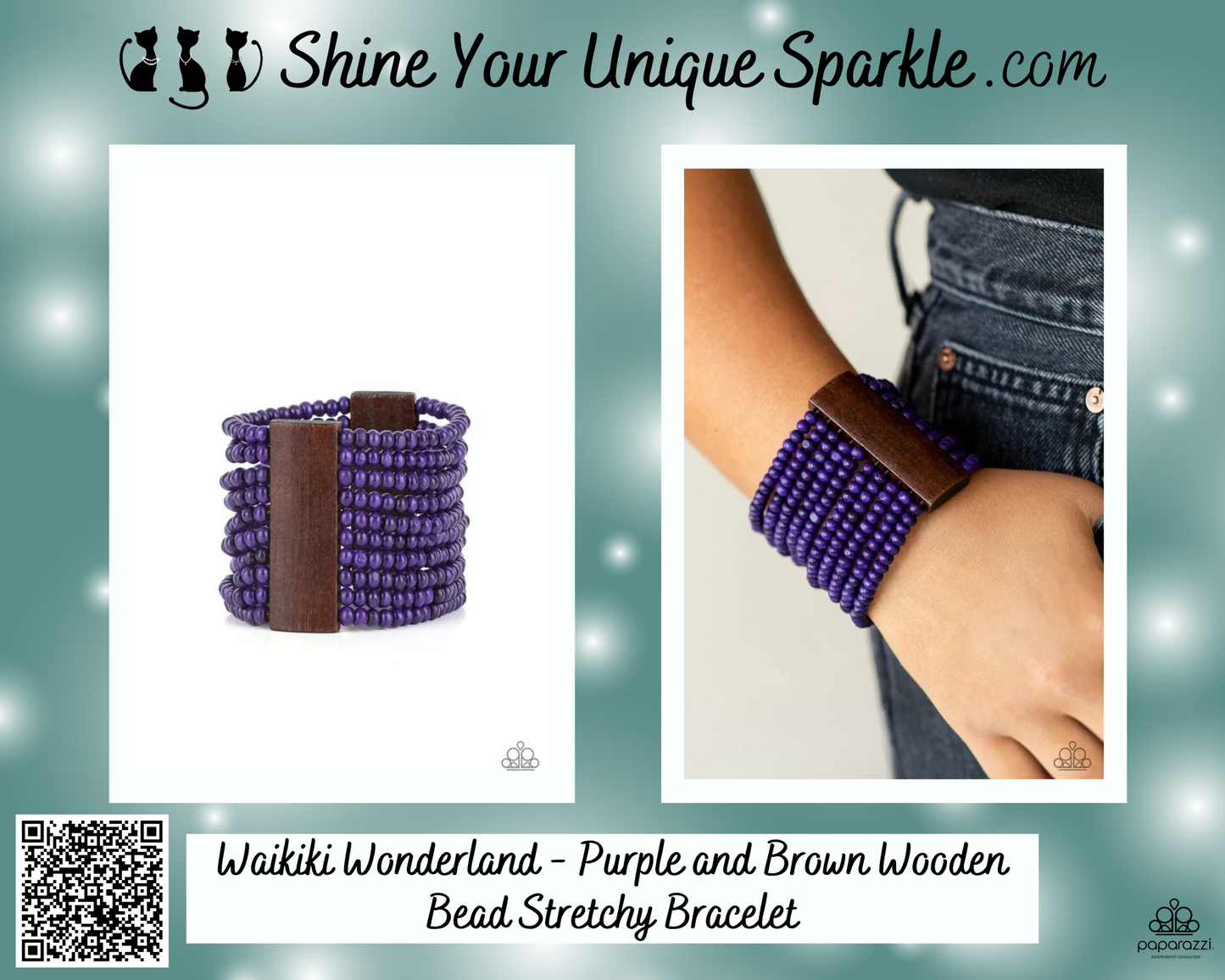 Waikiki Wonderland - Purple and Brown Wooden Bead Stretchy Bracelet