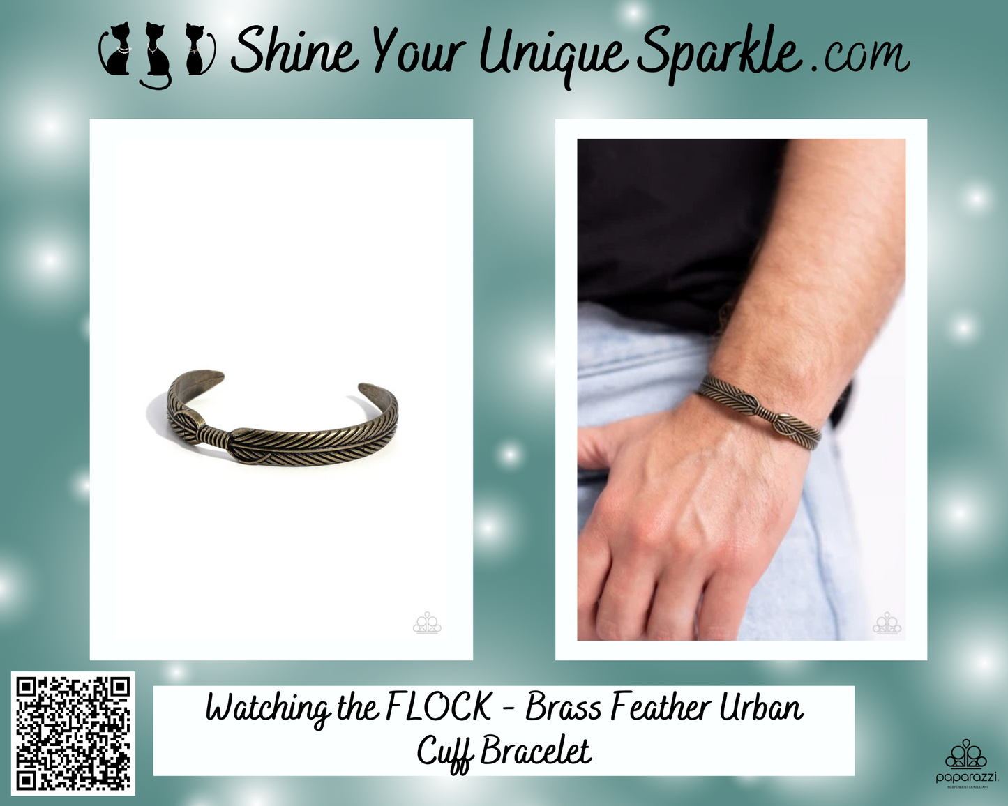 Watching the FLOCK - Brass Feather Urban Cuff Bracelet