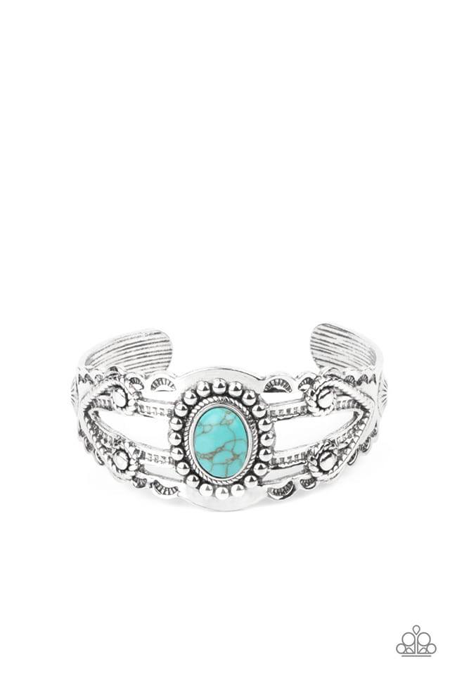 Whimsically Winslow - Blue Turquoise Stone Silver Cuff Bracelet