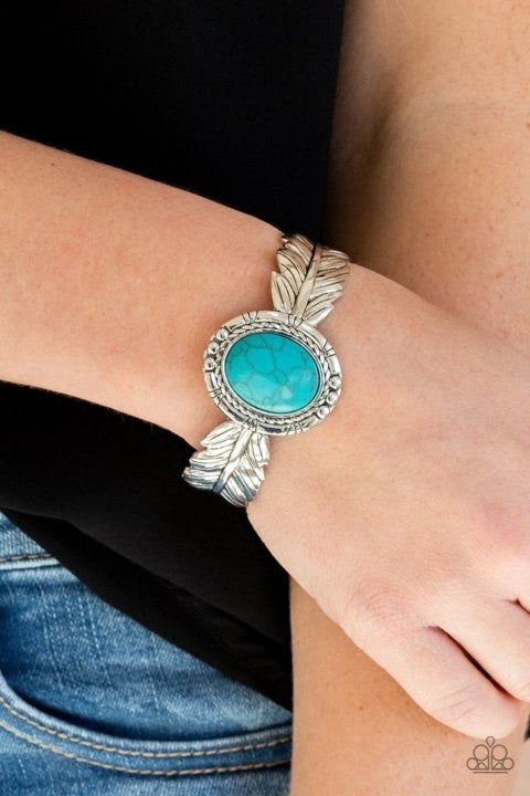 Whimsically Winslow - Blue Turquoise Stone Silver Cuff Bracelet