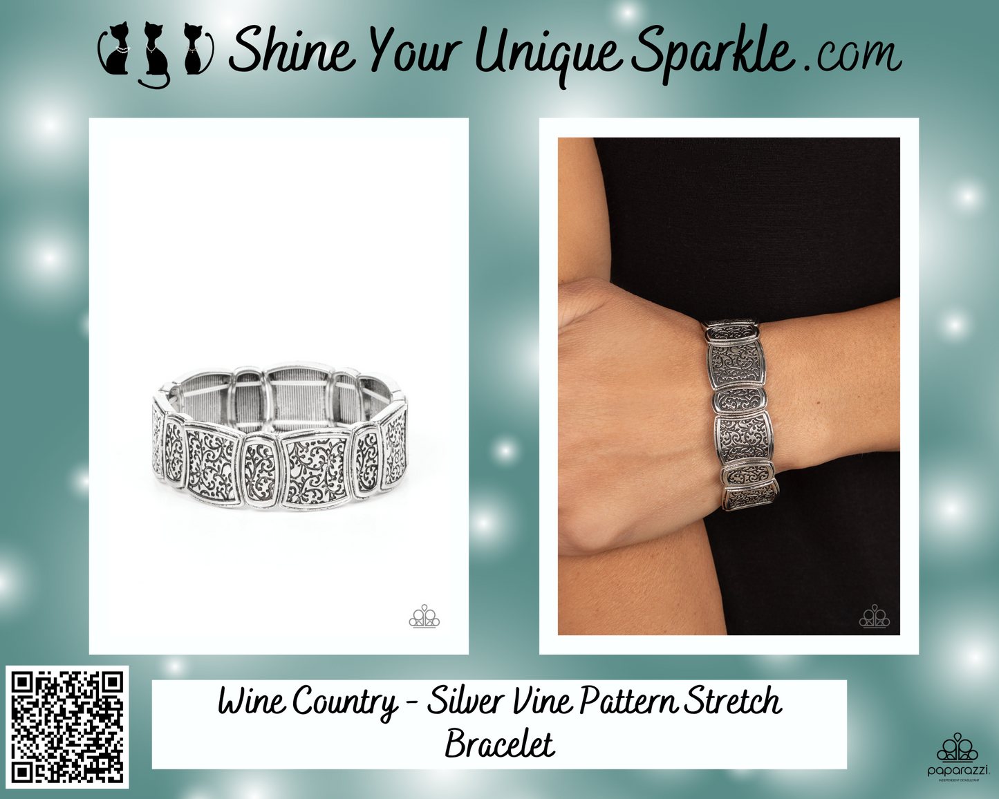 Wine Country - Silver Vine Pattern Stretch Bracelet
