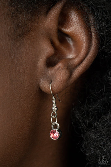 Wintry Wreath - Pink Rhinestone Pendant Silver Long Necklace