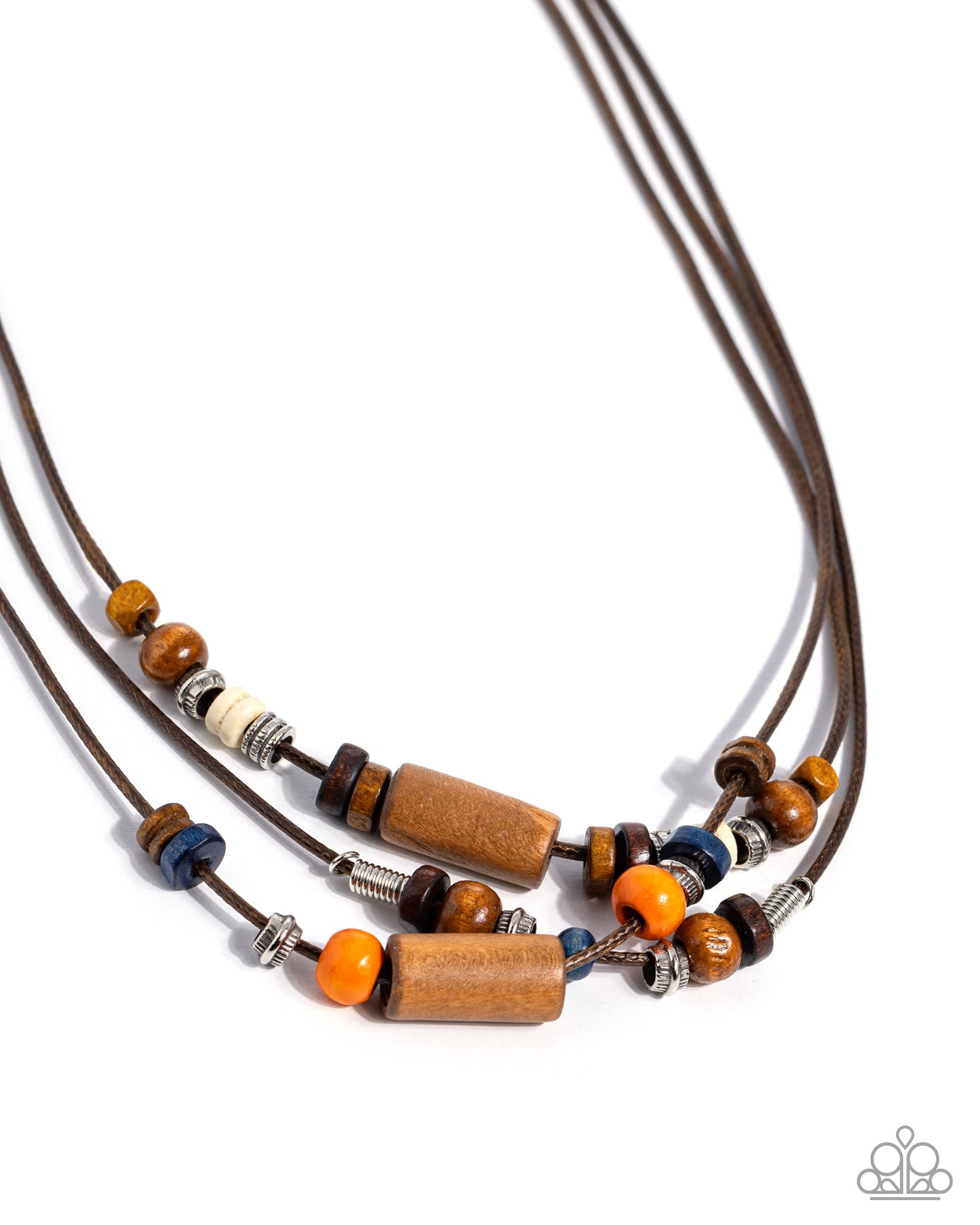 Wish You WOOD - Orange and Brown Wooden Bead Cord Layered Urban Necklace