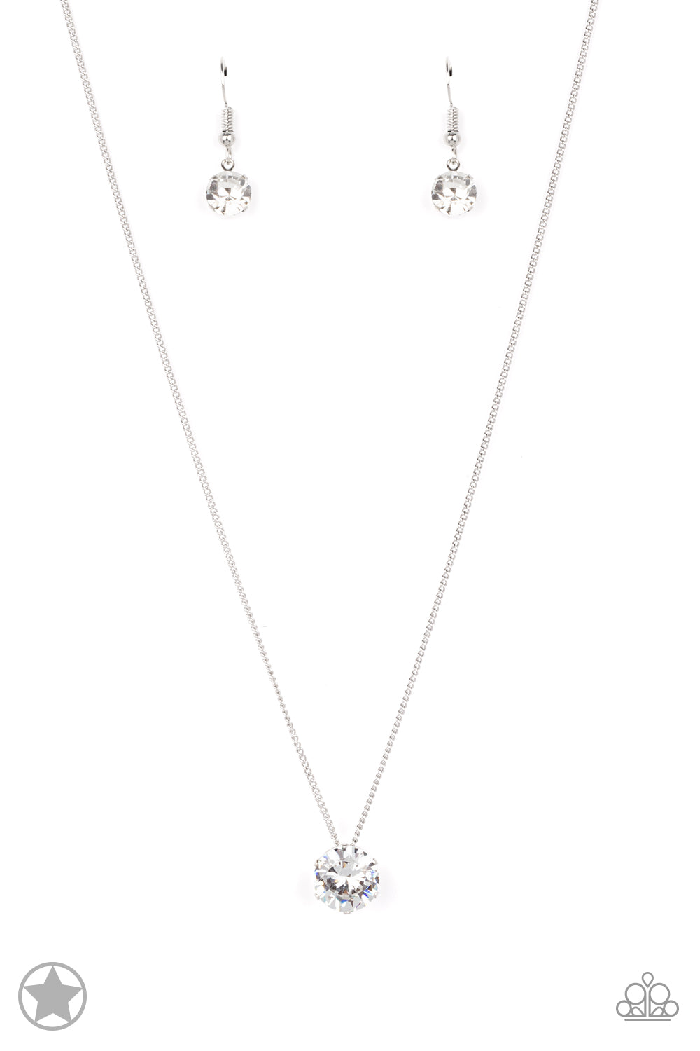 What A Gem - White Rhinestone Short Pendant Necklace - Blockbuster