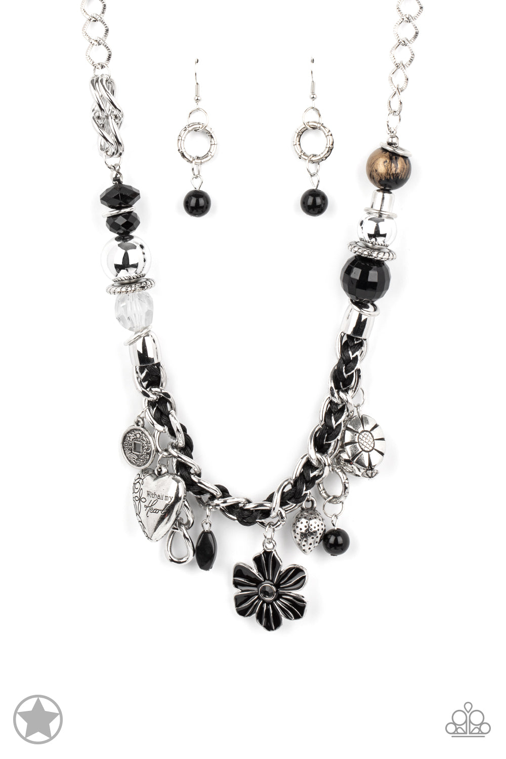 Charmed I Am Sure - Black Silver Chain and Charm Short Necklace - Blockbuster