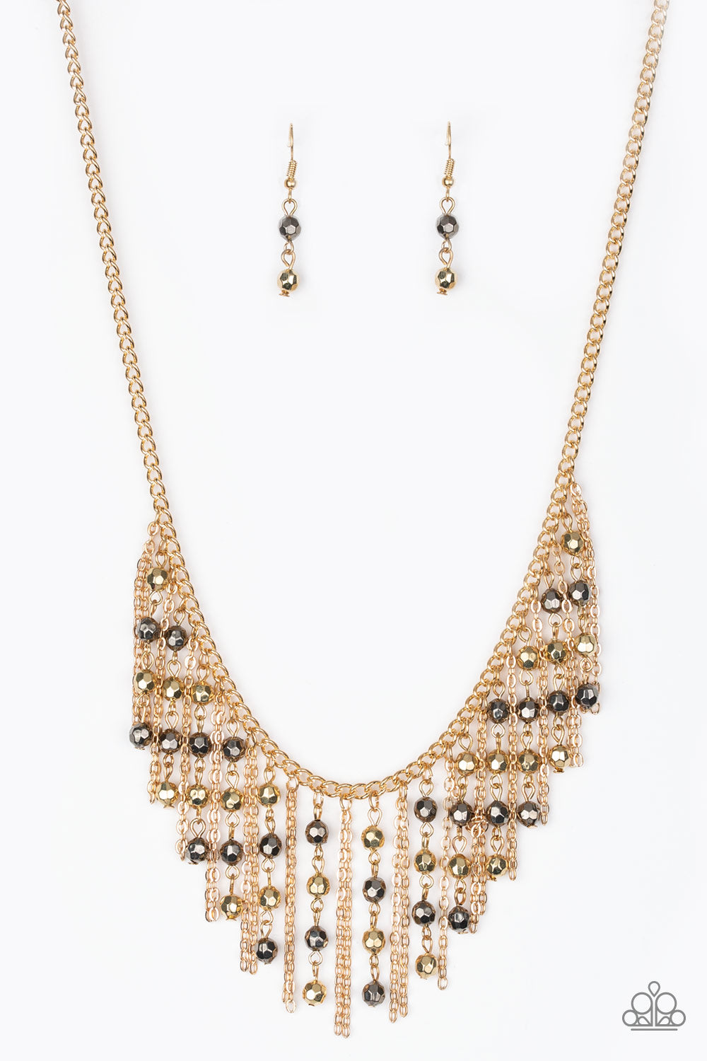 Rebel Remix - Multi Gold and Gun Metal Fringe Necklace