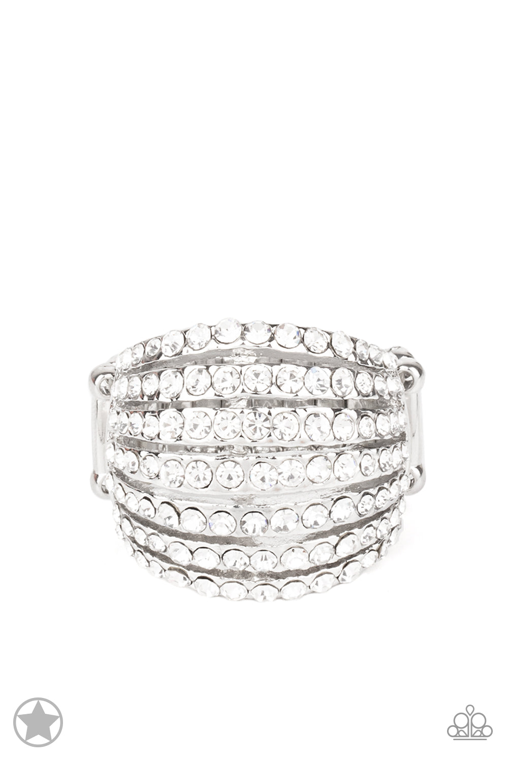 Blinding Brilliance - White Rhinestone Ring - Blockbuster