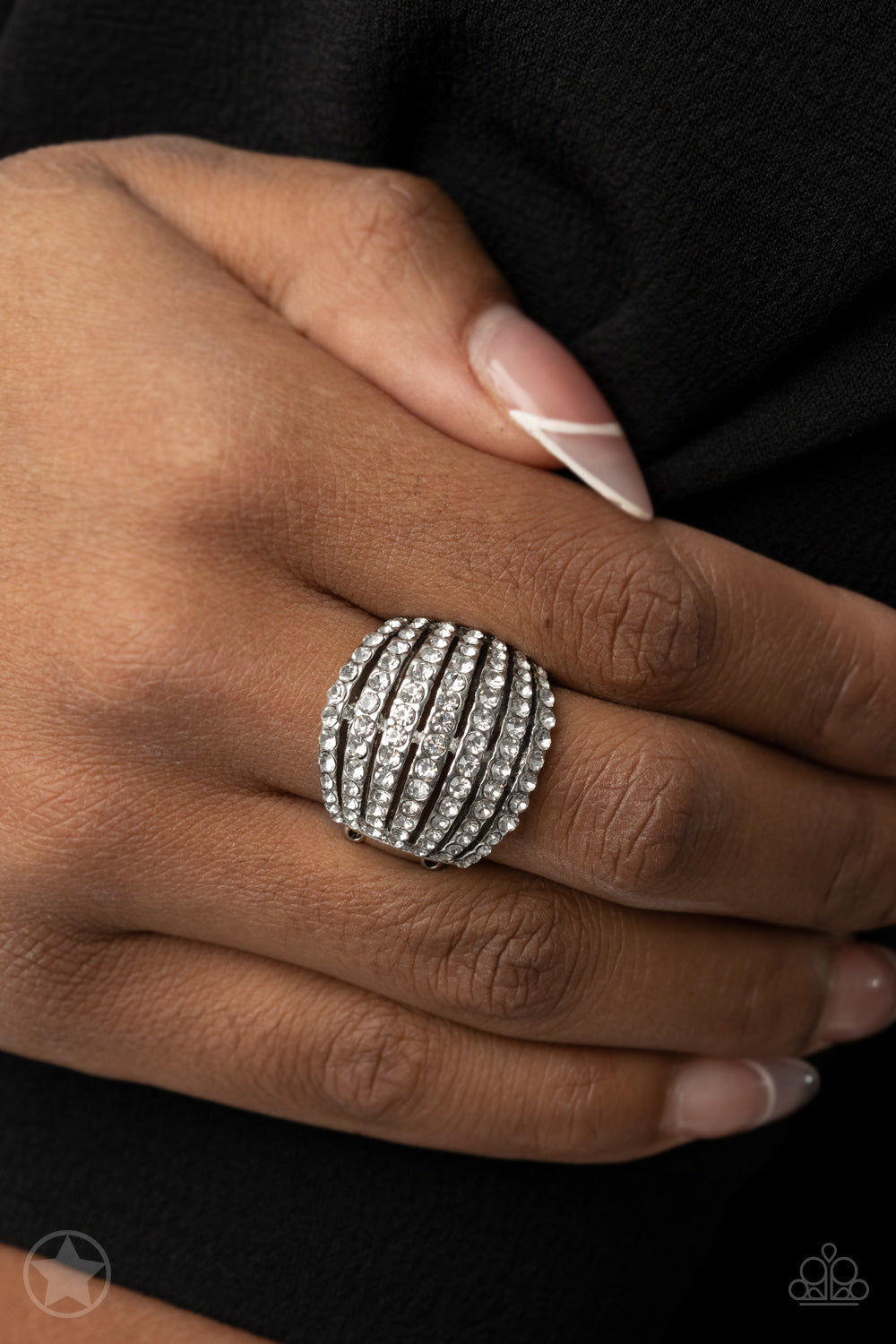 Blinding Brilliance - White Rhinestone Ring - Blockbuster
