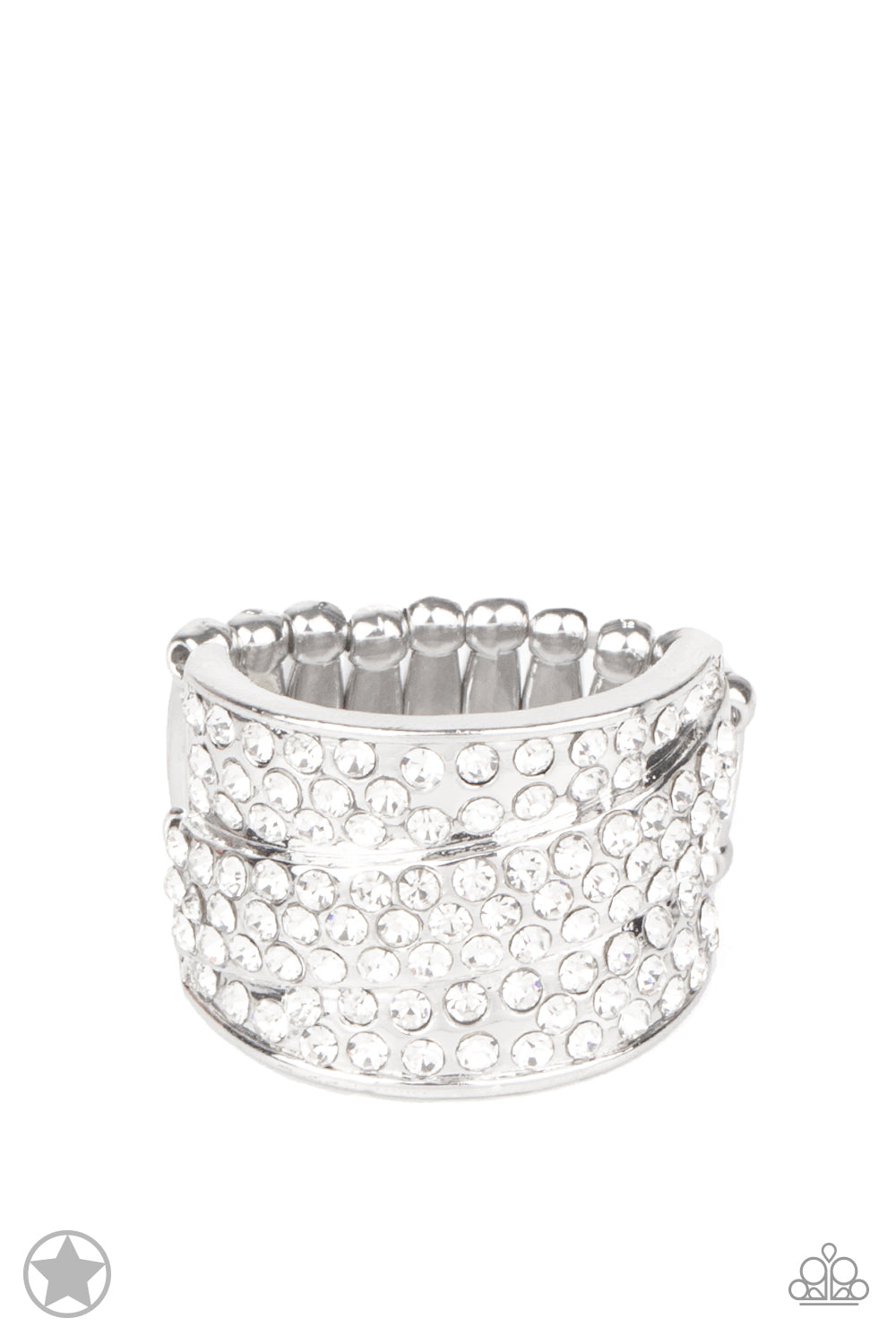 The Millionaires Club - White Rhinestone Silver Ring - Blockbuster