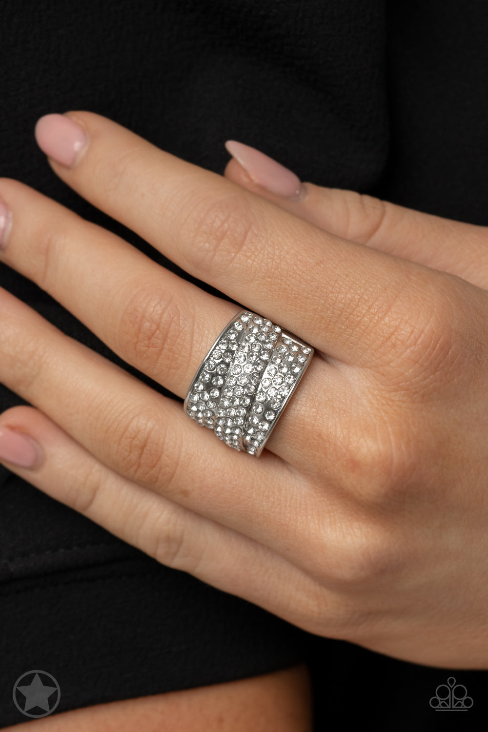 The Millionaires Club - White Rhinestone Silver Ring - Blockbuster