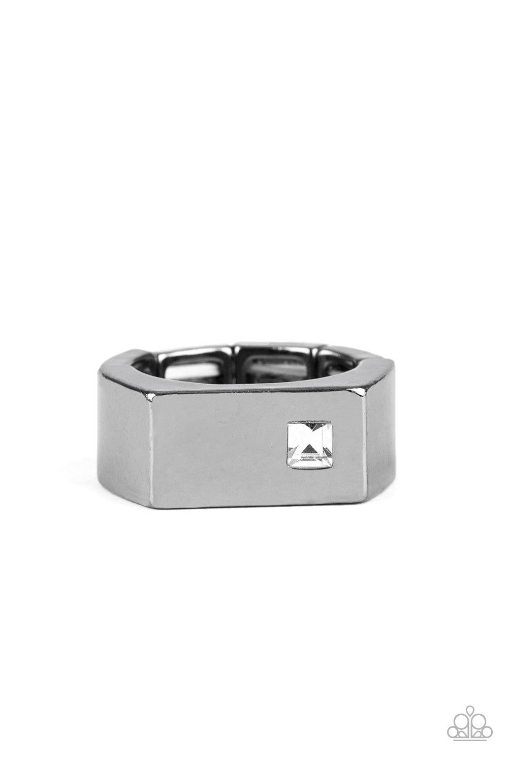 Steadfast - Black Gunmetal Rhinestone Men's Ring