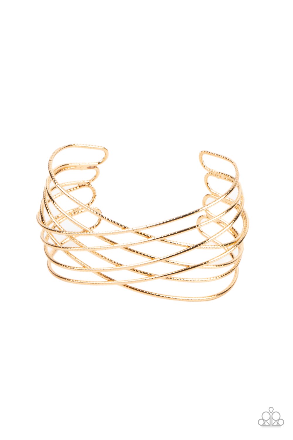 Strike Out Shimmer - Gold Bar Cuff Bracelet