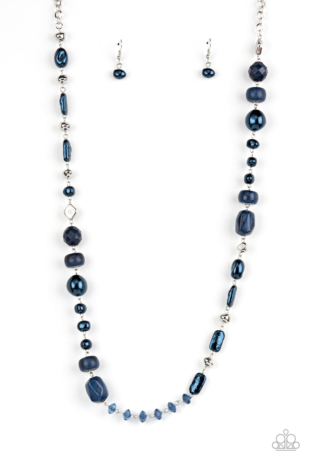 Juicy Gossip - Blue Bead Silver Long Necklace