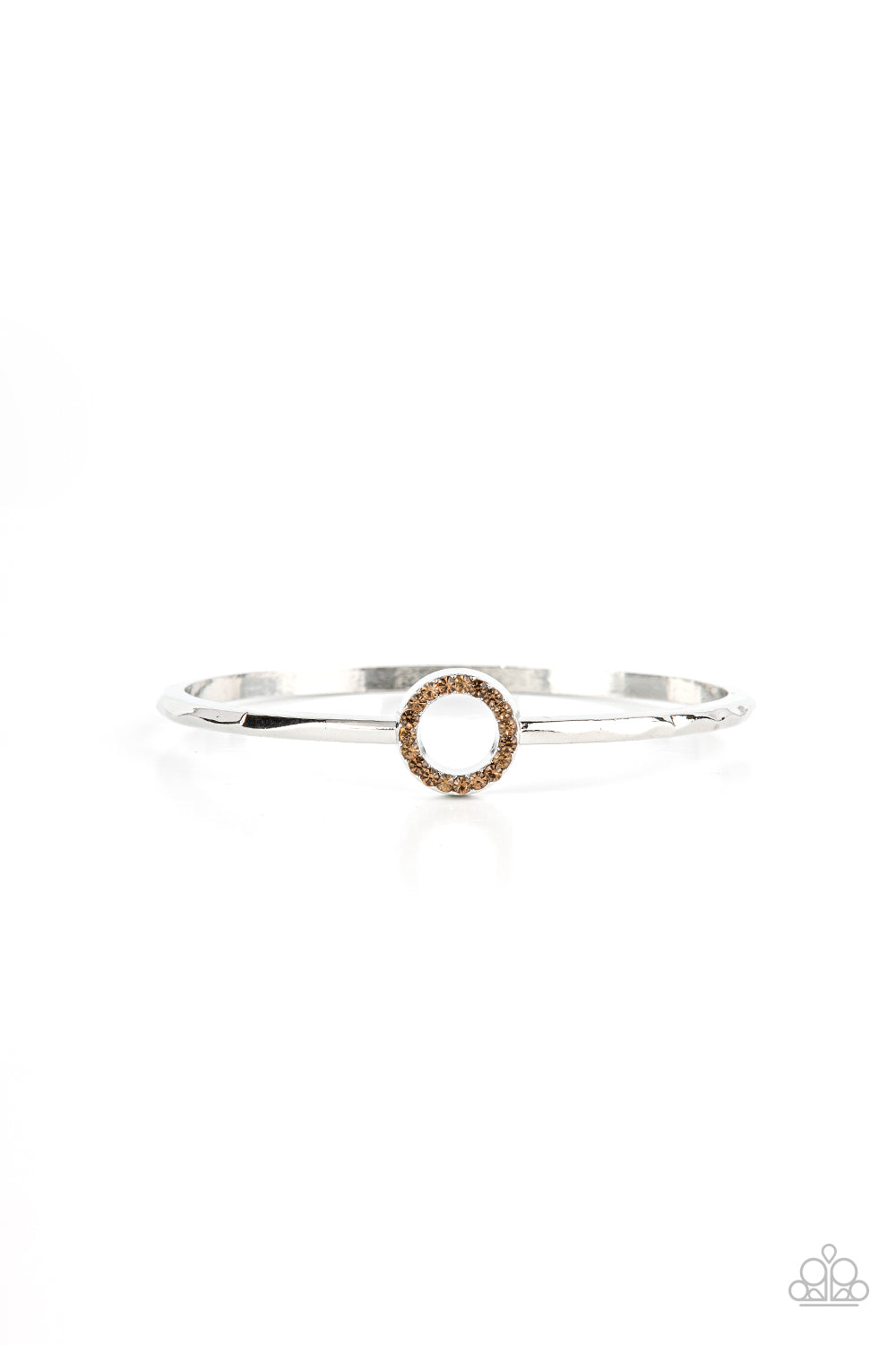 Center COUTURE - Silver with Brown Rhinestone Circle Bangle Bracelet