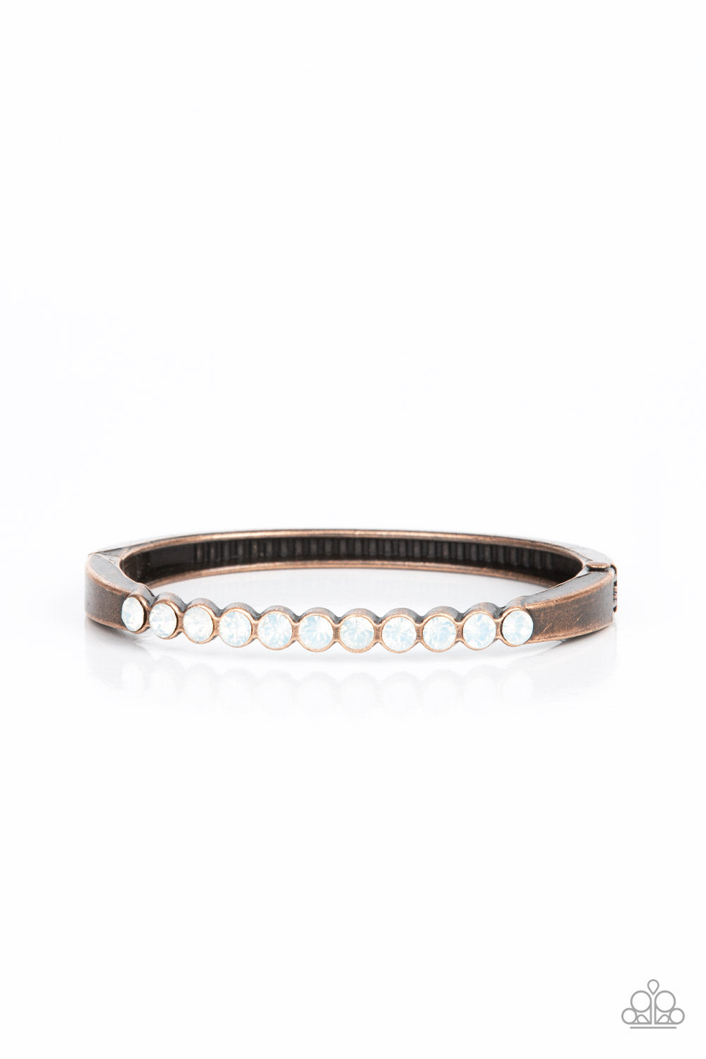 Mystical Masterpiece - Copper Opal Rhinestone Hinged Bracelet