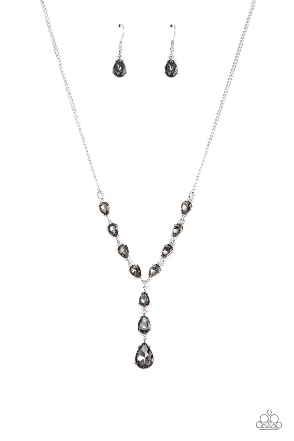 Park Avenue A-Lister - Silver Smoky Rhinestone Y Short Necklace