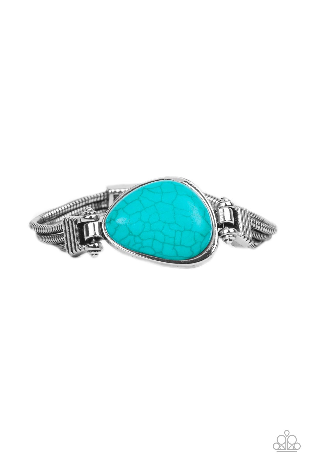 Badlands Bounty - Blue Turquoise Stone Silver Clasp Bracelet