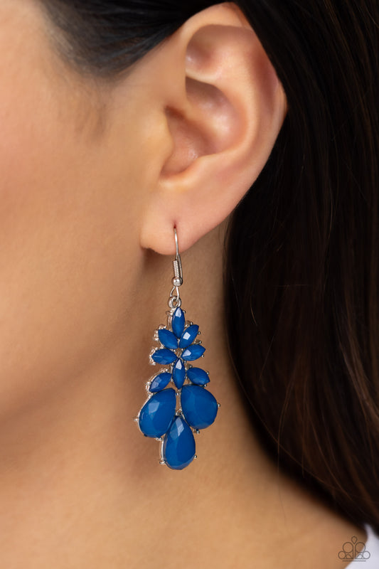 Fashionista Fiesta - Blue Bead Silver Fishhook Earrings