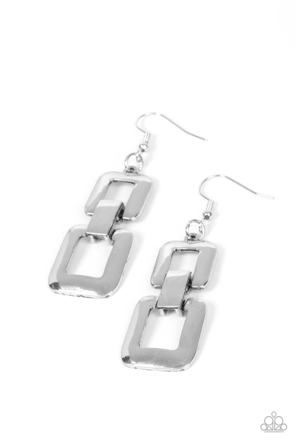 Public Square - Silver Rectangle Fishhook Earrings