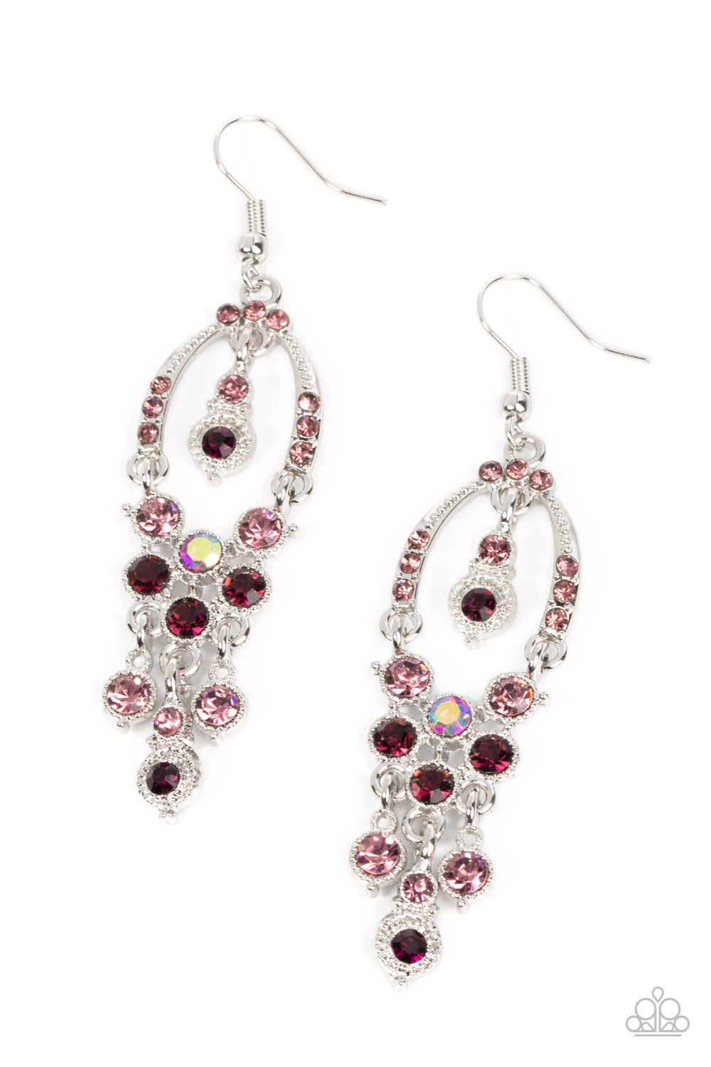 Sophisticated Starlet - Purple Iridescent Rhinestone Silver Fishhook Earrings