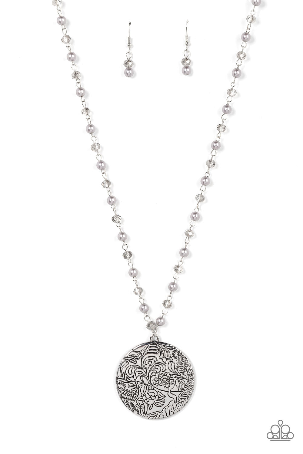 Secret Cottage - Silver Pearl Floral Long Necklace